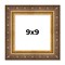 9x9 Museum Gold Picture Frame - UV Acrylic, Foam Board Backing, Hanging Hardware